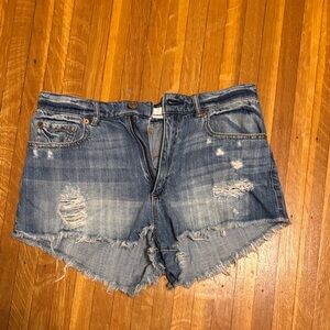 Garage Blue Distressed Jean Shorts